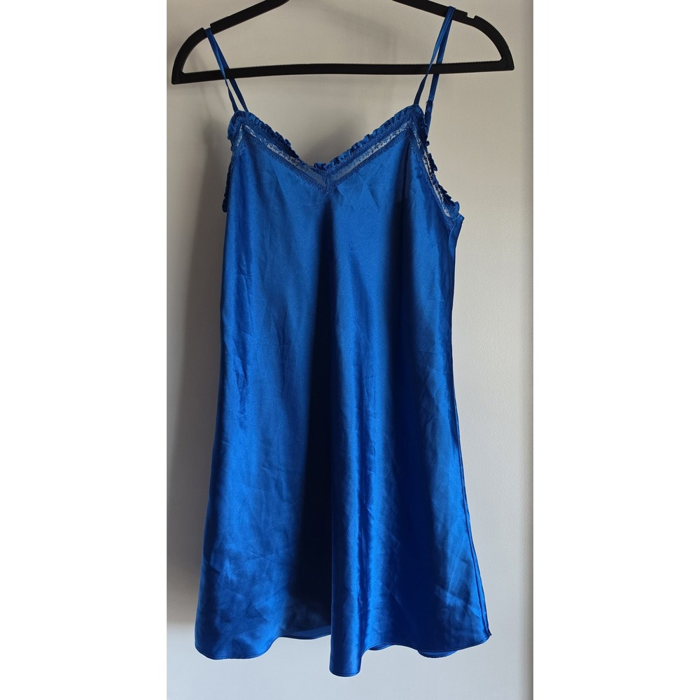 Morgan Taylor Intimates Nightgown S Blue Sleeveless V-Neck Sleep Shirt Gown